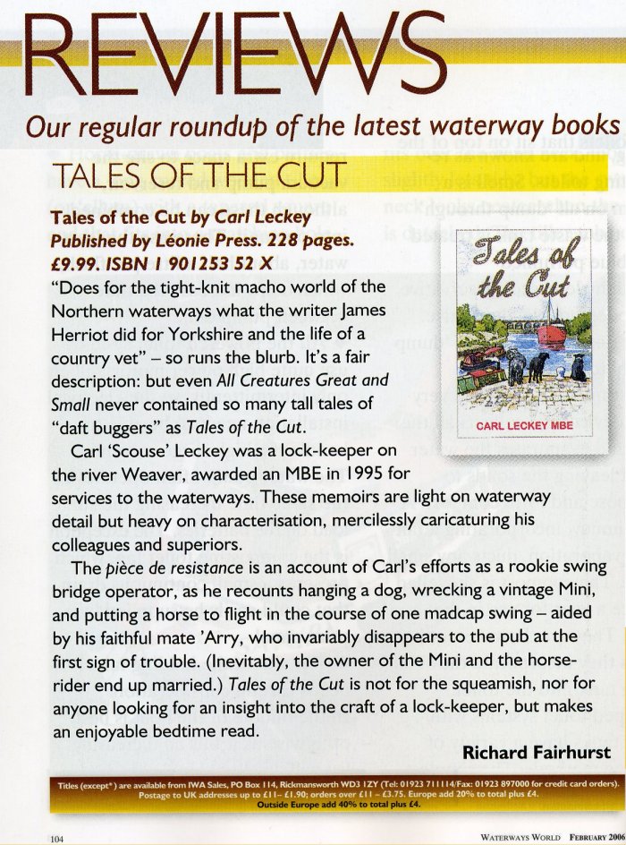 Review of Tales of the Cut by Richard Fairhurst in Waterways World, ISSN 0309-1422, February 2006, P104
