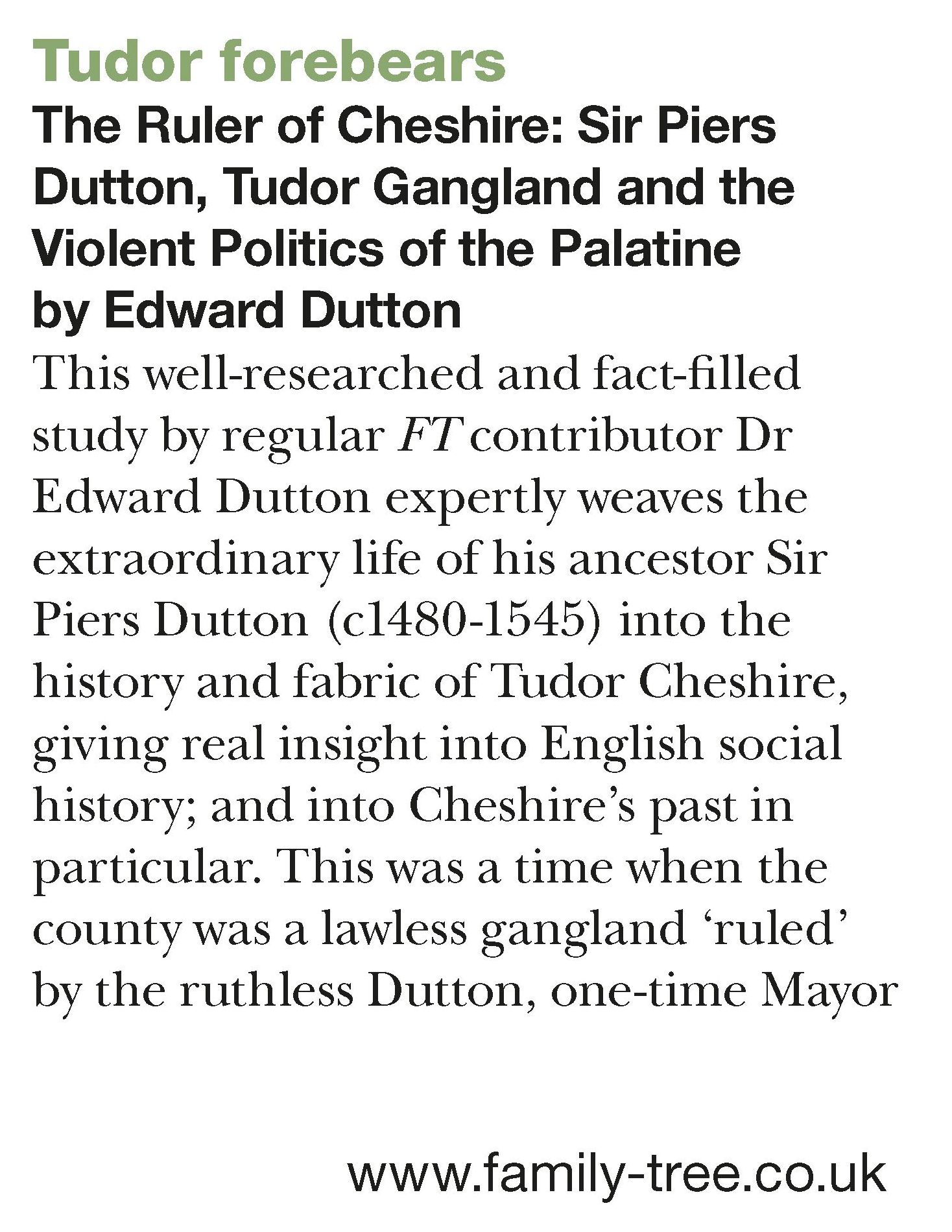 A review by Karen Clare in the April 2016 edition of Family Tree magazine.